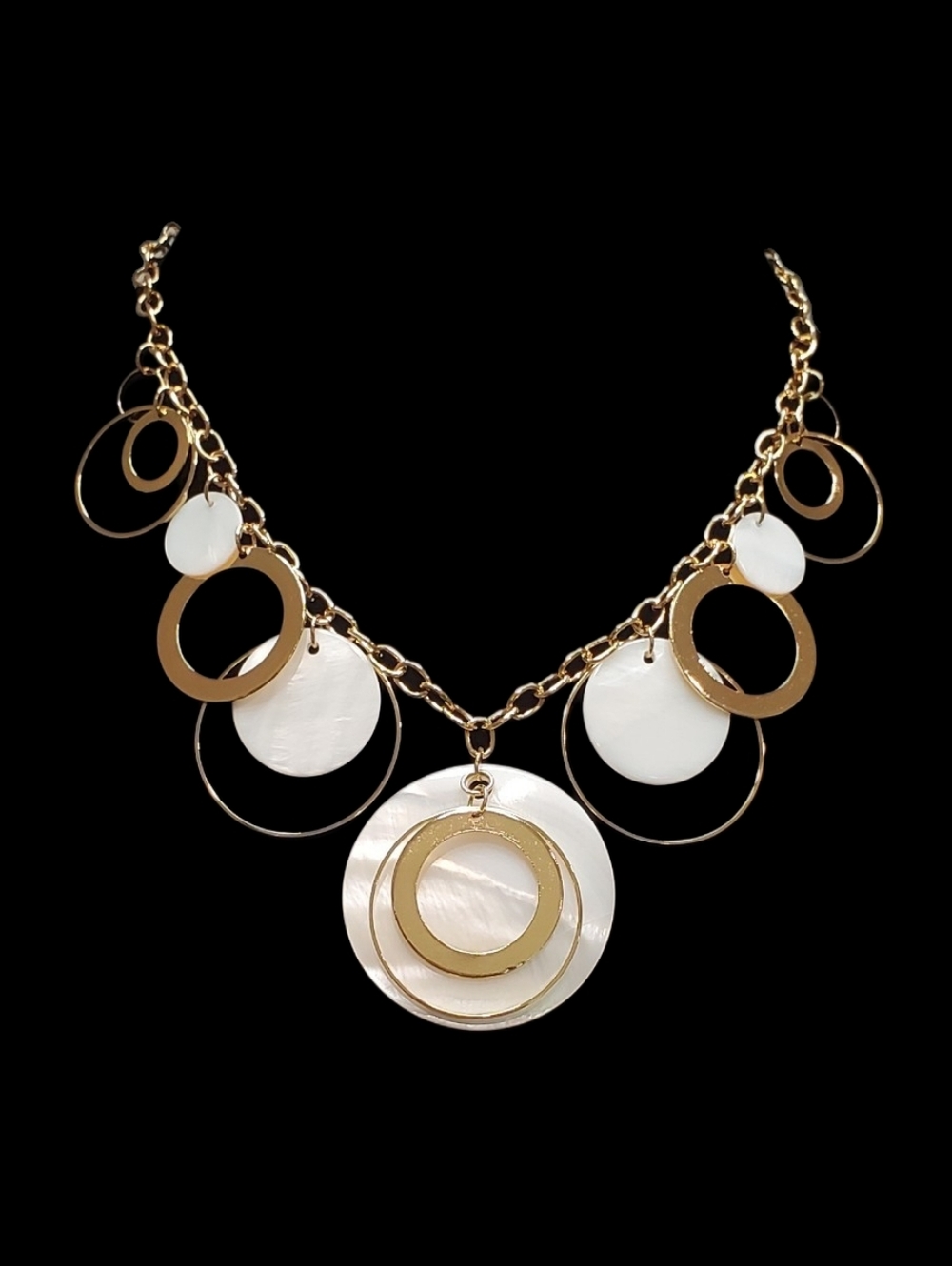 Estate Park Lane Gold-Tone "Atlantis" Mother-of-Pearl Bib Statement Necklace 16"